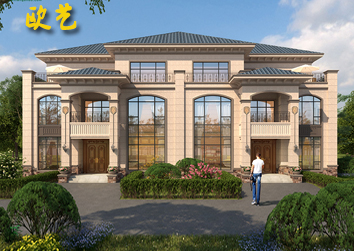 农村自建房三层欧式兄弟双拼别墅设计图纸乡下经济农村自建房屋施工洋房全套