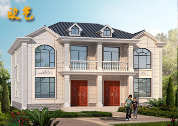 二层欧式双拼新农村小别墅设计图纸乡村自建房施工效果图农村自建房