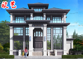 新中式豪宅别墅设计图纸四层新农村自建房网红施工图