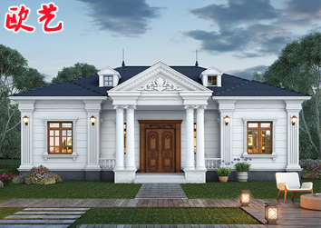 一层别墅设计图纸新农村自建房网红欧式乡村盖房豪华施工图带院子