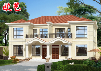 新中式二层双拼别墅自建房设计图纸