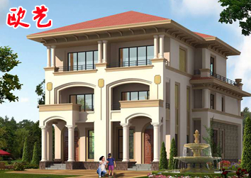 精品欧式三层双拼别墅图纸两兄弟欧式农村自建房