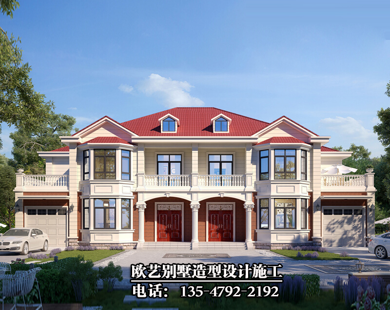 兄弟双拼二层别墅设计图纸 自建房农村设计图 全套施工图