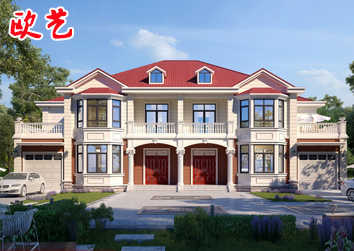 别墅设计图纸双拼新农村自建房乡村房屋建筑施工效果图