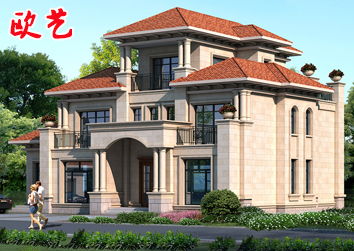 欧式三层三间大气豪华网红带阳台全套别墅设计效果图